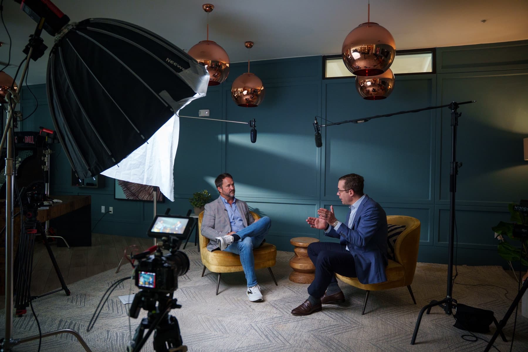 MediaGeekz executive interview set with cinema lighting and professional audio