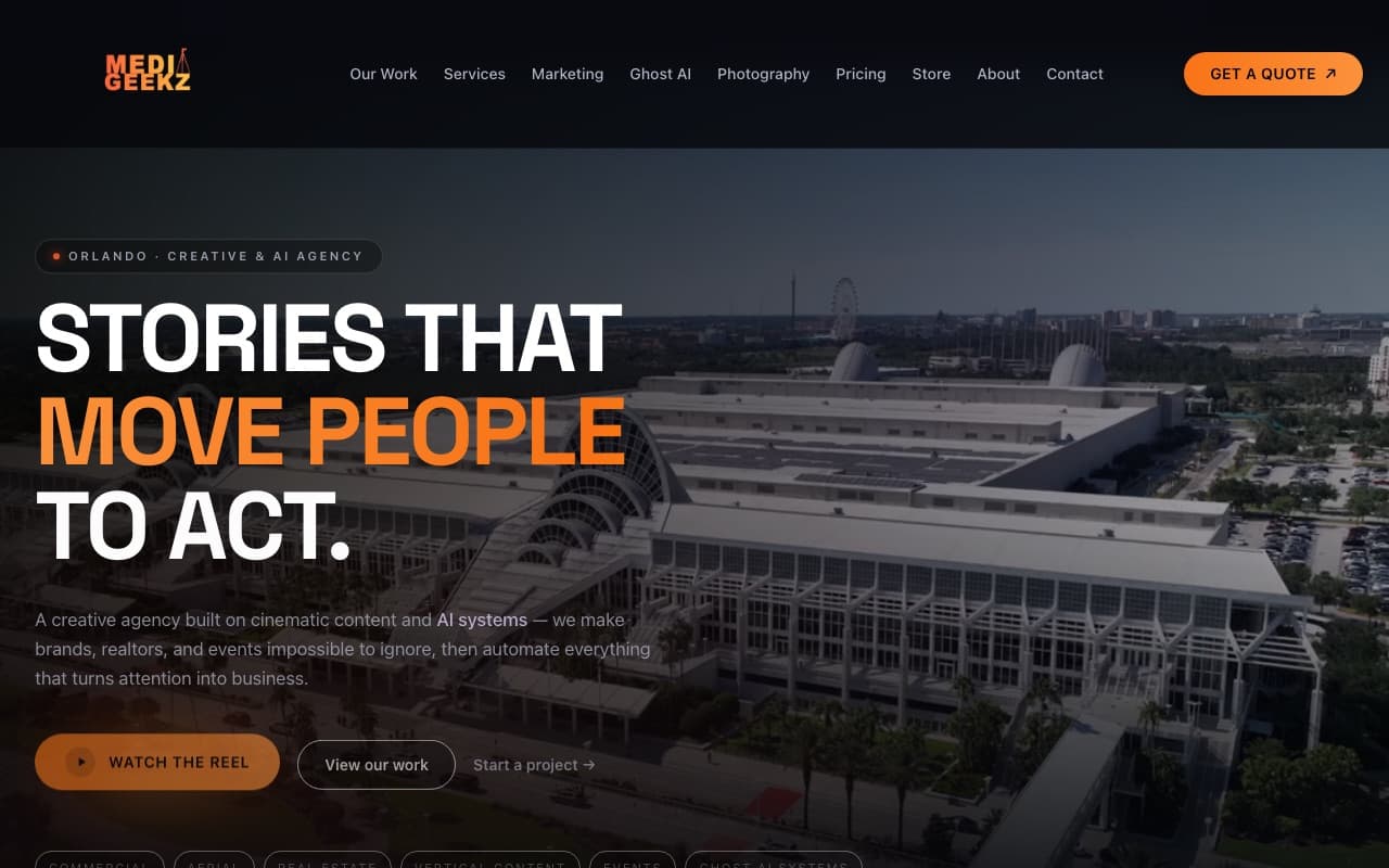 Premium website interface created by Ghost AI Systems